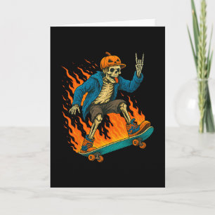 Carte Citrouille de flamme de skateboard de squelette d'