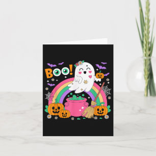 Carte Citrouille de Halloween colorée arc-en-ciel effray