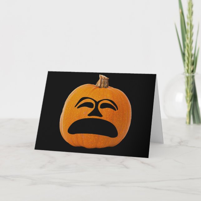 Carte Citrouille de Halloween visage mécontent, Jack o'  (Devant)