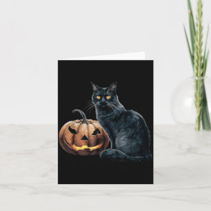 Carte Citrouille de Jack O Lantern de chat noir vintage