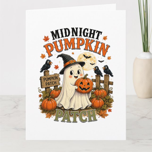 Carte Citrouille de minuit Patch Fantôme Halloween (Devant)