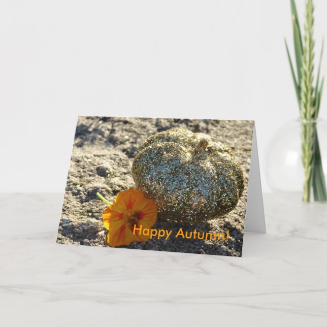 Carte Citrouille de Parties scintillant d'or, Bonne Auto (Devant)