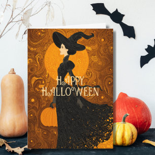 Carte Citrouille de sorcière gothique Halloween Photo Ar