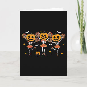 Carte Citrouille de squelette de fille de pom-pom girl H