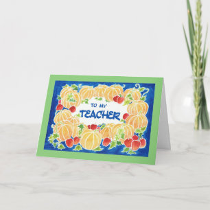 Carte Citrouille de Thanksgiving pour un enseignan