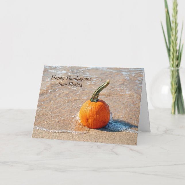 Carte Citrouille de Thanksgiving sur la plage  (Devant)