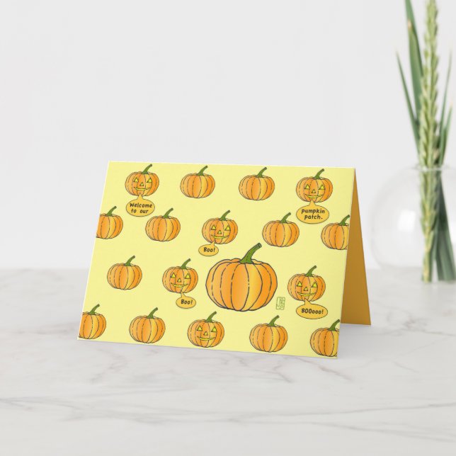 Carte Citrouille de Whimsical sur l'Halloween jaune pâle (Devant)