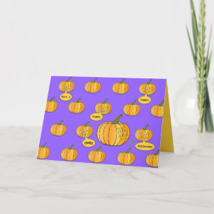 Carte Citrouille de Whimsical sur l'Halloween violette