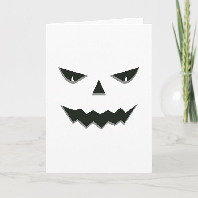 Carte Citrouille d'Halloween aux traits effrayants et fa (Devant)