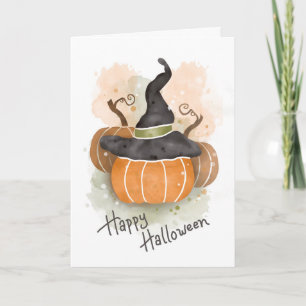 Carte Citrouille d'Halloween avec Casquette de sorcière