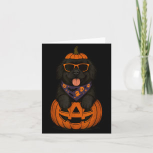 Carte Citrouille d'Halloween Chien Terre-Neuve Épouvante