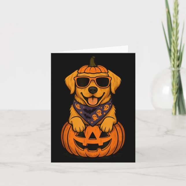 Carte Citrouille d'Halloween de Labrador Retriever jaune (Devant)