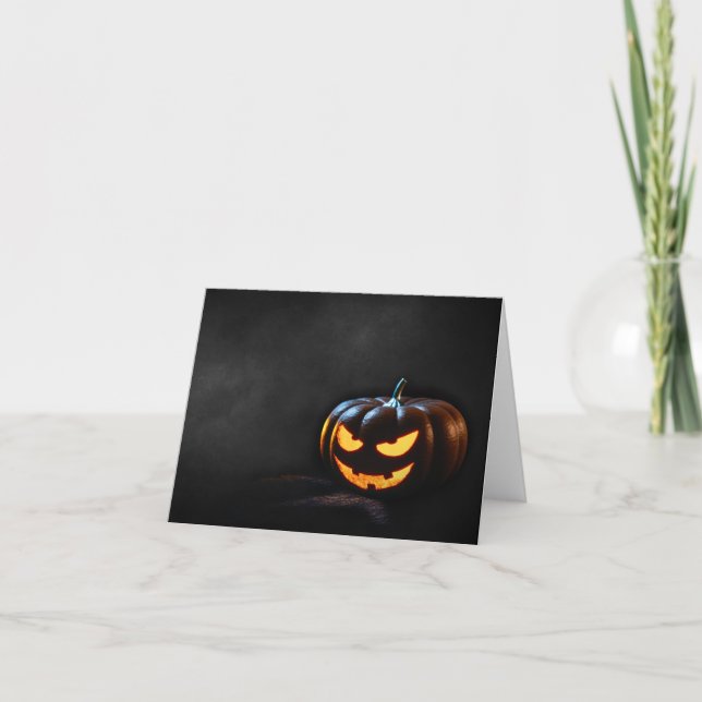 Carte Citrouille d'Halloween Jack-O-Lantern Éffrayant (Devant)