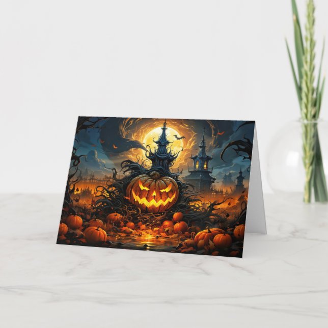 Carte Citrouille d'horreur d'Halloween glacé (Devant)