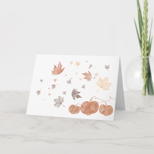 Carte Citrouille et Feuille d'automne (Devant)