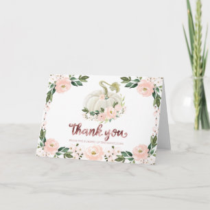 Carte Citrouille Fleurie Rose Remerciement pour Baby Sho