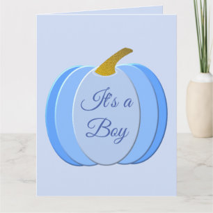 Carte Citrouille Garçon Bébé Bleu Mignon Révélation de S