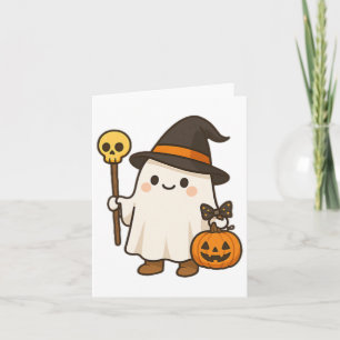 Carte Citrouille Ghost sorcière chemise mignonne Hallowe