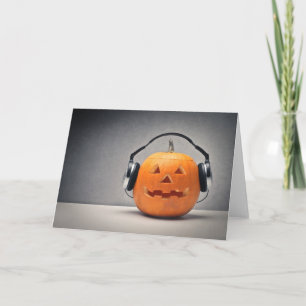 Carte Citrouille Halloween Avec Casque Pour Musique
