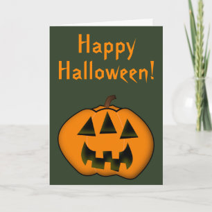 Carte Citrouille Halloween Jack-o' Lantern Avec 3 Yeux