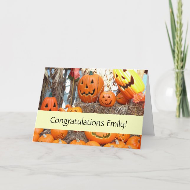 Carte Citrouille halloween Jack-o'-lantern orange citrou (Devant)