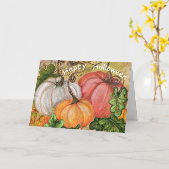 Carte citrouille Halloween - Peinture (Fleur jaune)