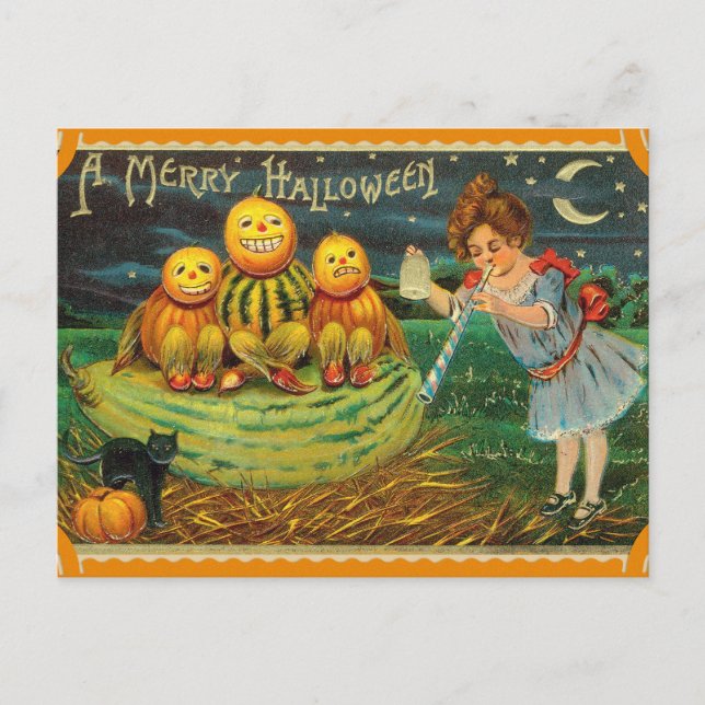 Carte Citrouille Halloween vintage (Devant)