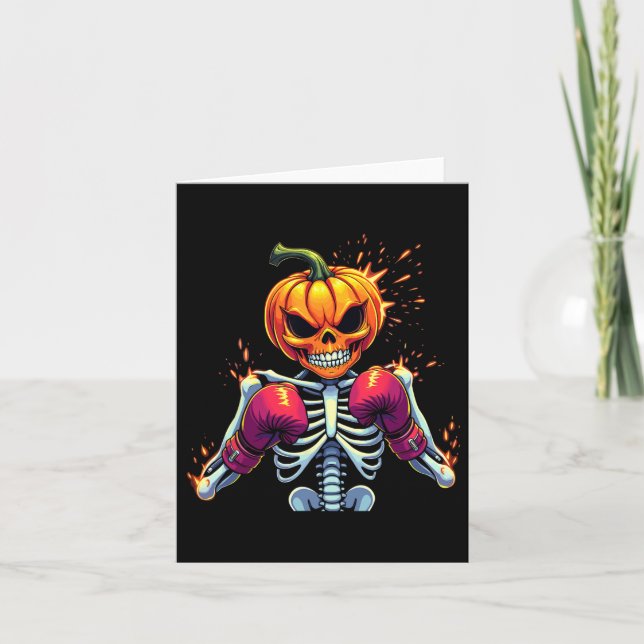 Carte Citrouille Head Skeleton Boxe Halloween Éffrayant  (Devant)