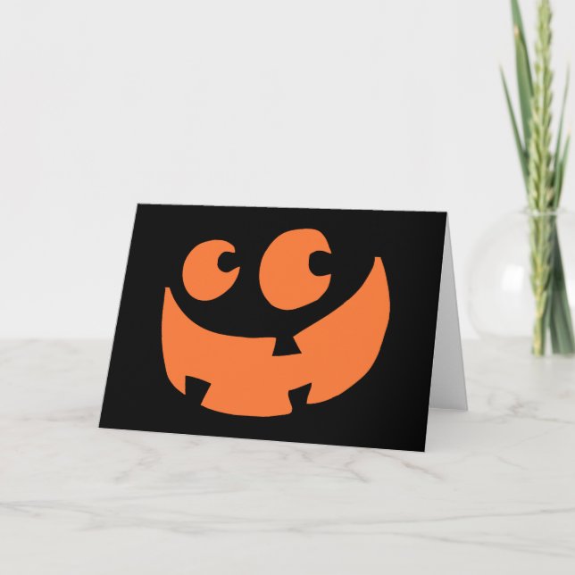 Carte Citrouille heureux orange de Halloween (Devant)
