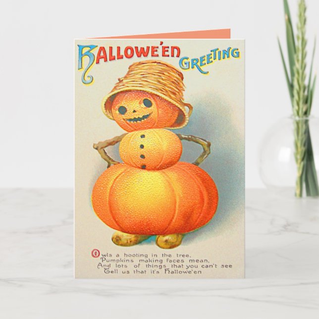 Carte Citrouille Jack O'Lantern Snowman (Devant)