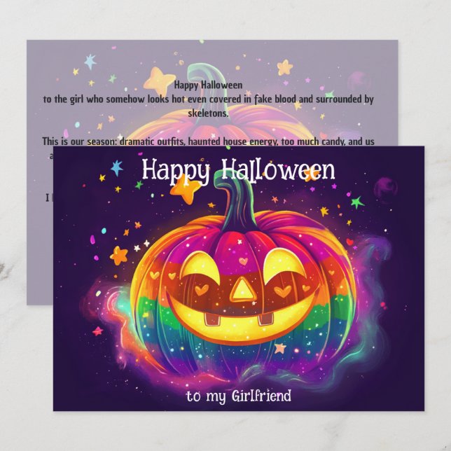 Carte Citrouille Lueur Arc-en-ciel 🎃🌈 (Devant / Derrière)