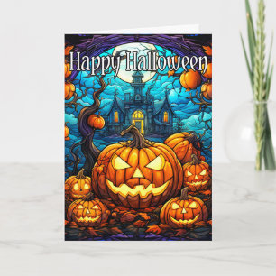 Carte Citrouille lumineux Bonne Halloween