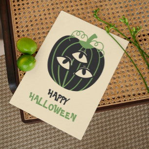 Carte Citrouille moderne à 3 yeux heureux Halloween pers