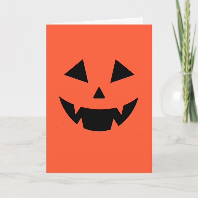 Carte Citrouille orange Halloween jack o lanterne chauve (Devant)