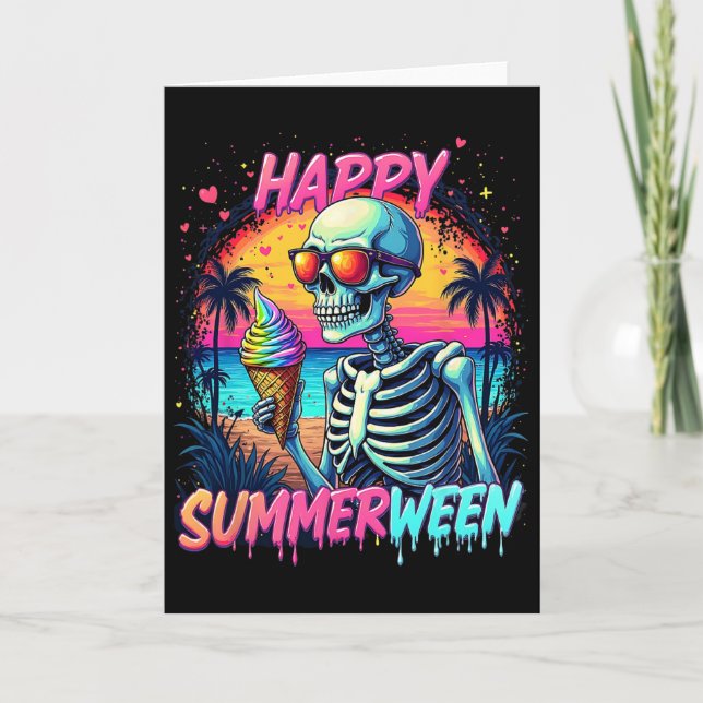 Carte Citrouille Pastèque d'Été Joyeux Summerween  (Devant)