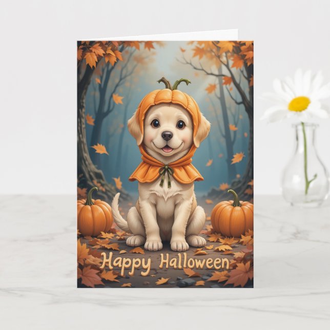 Carte Citrouille Patch Puppy Cuteness Overload Halloween (Petite plante)