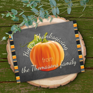 Carte Citrouille personnalisé Orange Green Stripes Motif