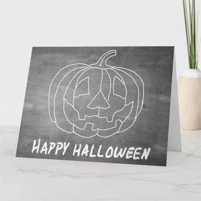 Carte Citrouille pour Halloween 1 aspect tableau noir (Devant)