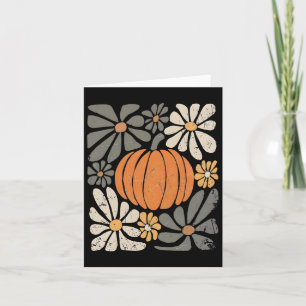 Carte Citrouille Rétro Bohème Fleurs Automne Thanksgivin