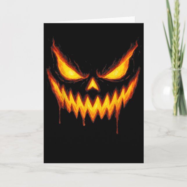 Carte Citrouille sculptée visage de Jack O Lantern effra (Devant)