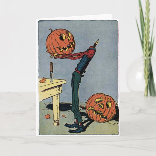 Carte Citrouille se caresse la tête - Halloween (Devant)