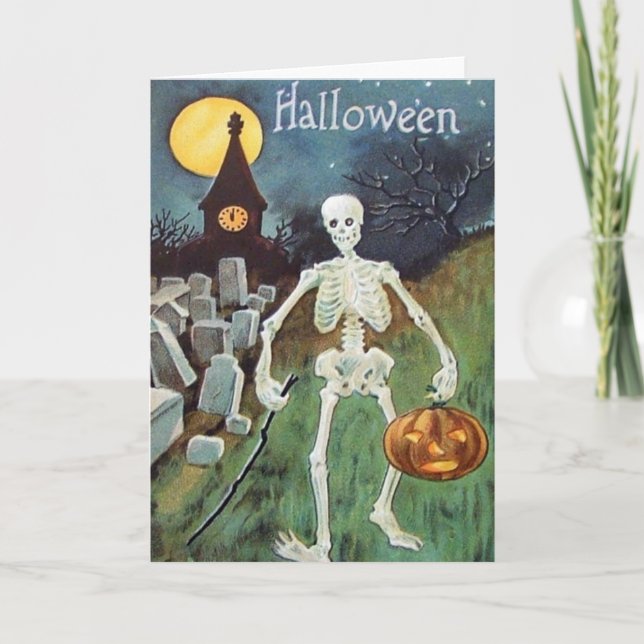 Carte Citrouille squelette de Jack O' Lantern de cimetiè (Devant)