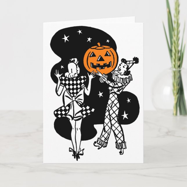 Carte Citrouille vintage Retro Halloween (Devant)