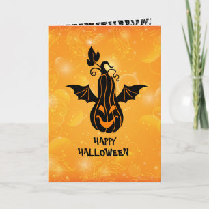 Carte Citrouille volant d'Orang et Black Happy Halloween