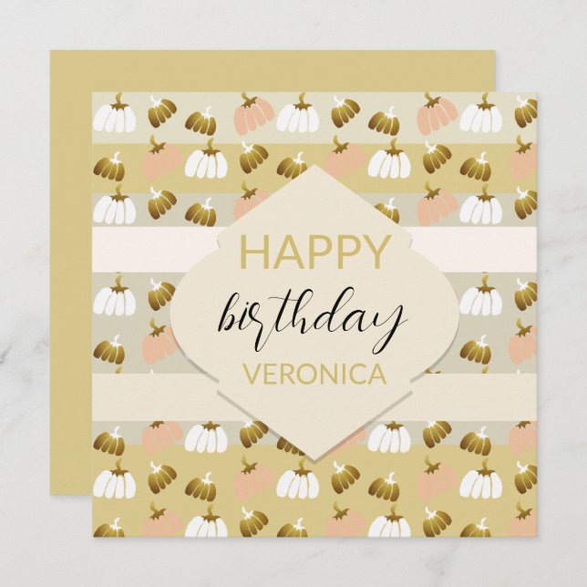 Carte Citrouilles Artistiques de Pompe Moderne au Ton Ro (Devant / Derrière)