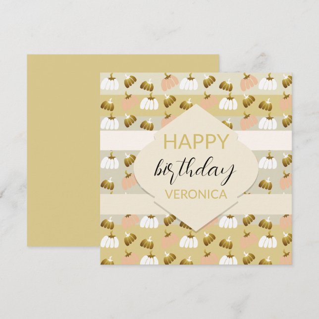 Carte Citrouilles Artistiques Moderne Blush Moutarde (Devant / Derrière)