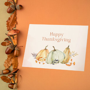 Carte Citrouilles d'aquarelle et Foliting Thanksgiving