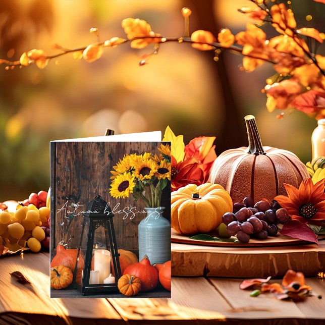 Carte Citrouilles d'automne et lanterne avec texte perso (Créateur téléchargé)