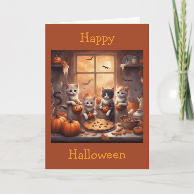 Carte Citrouilles de chatons Chauves-souris et biscuits  (Devant)