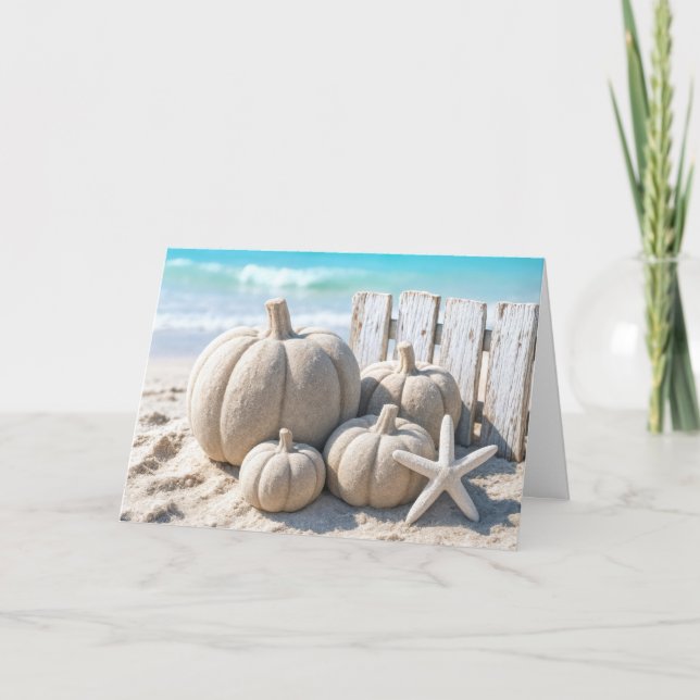 Carte Citrouilles de Sable de la Plage de Thanksgiving (Devant)